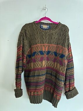 Ralph Lauren Olive Cable Knit Crewneck Sweater